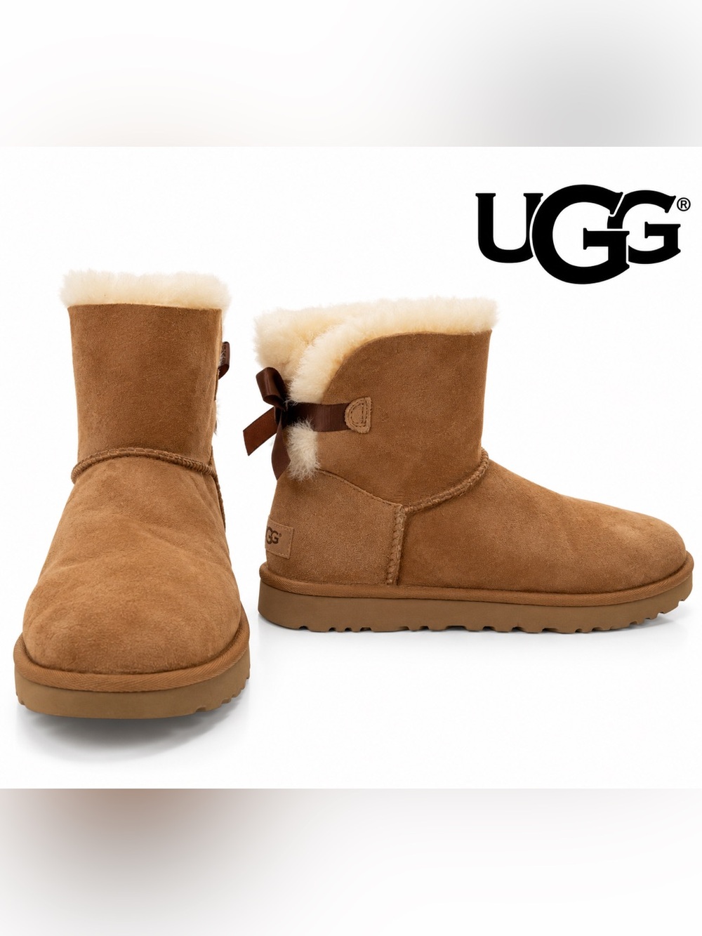 UGG Women's Mini Bailey Bow II boot in Chestnut.